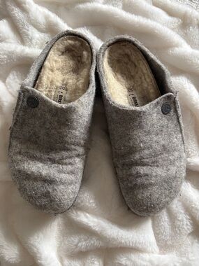 Birkenstock Gray Wool Felt Slip-On Clogs